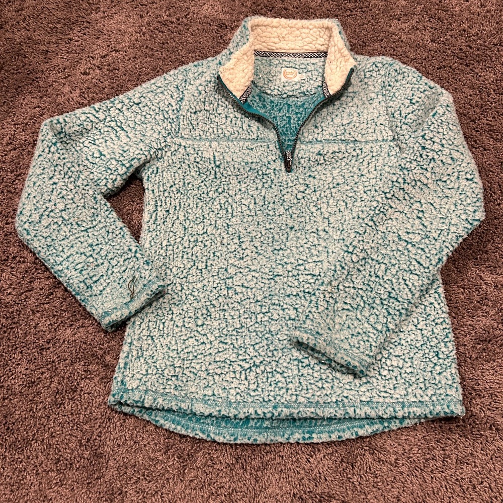 Fuzzy blue quarter-zip sweatshirt